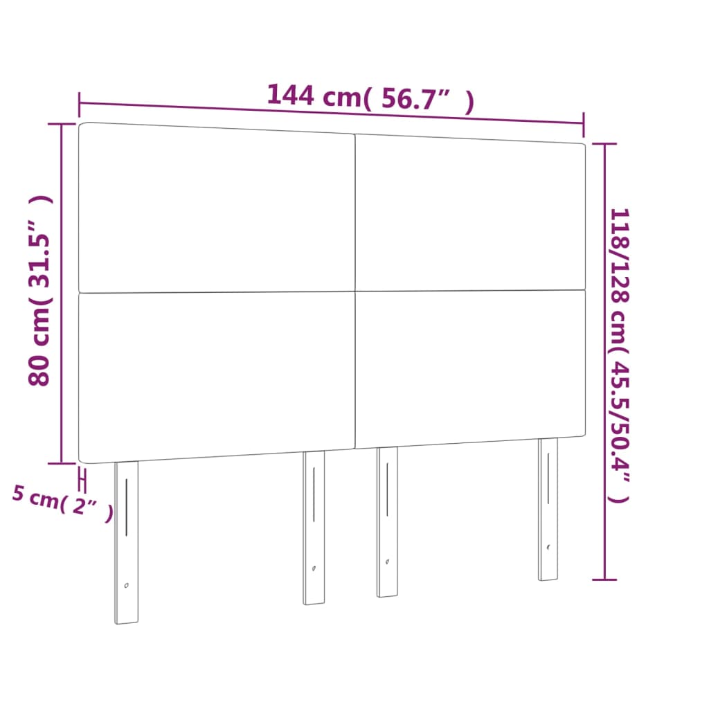 vidaXL Cabeceros 4 unidades tela color crema 72x5x78/88 cm