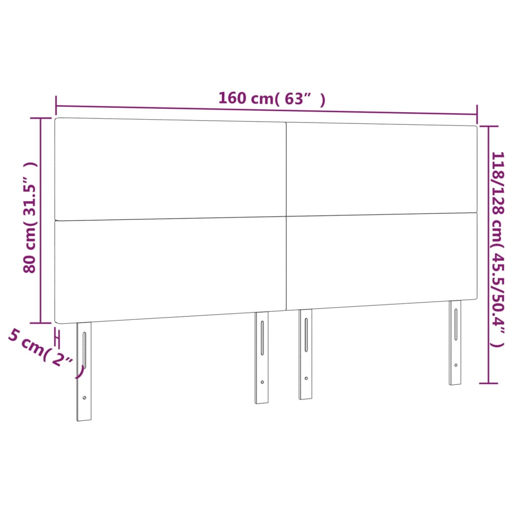 vidaXL Cabeceros 4 unidades de tela negro 80x5x78/88 cm