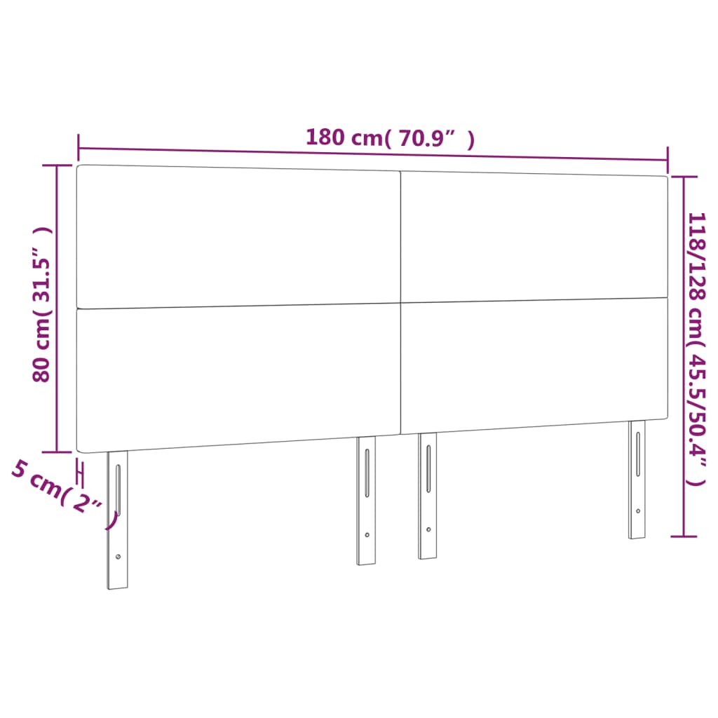 vidaXL Cabeceros 4 unidades de tela negro 90x5x78/88 cm