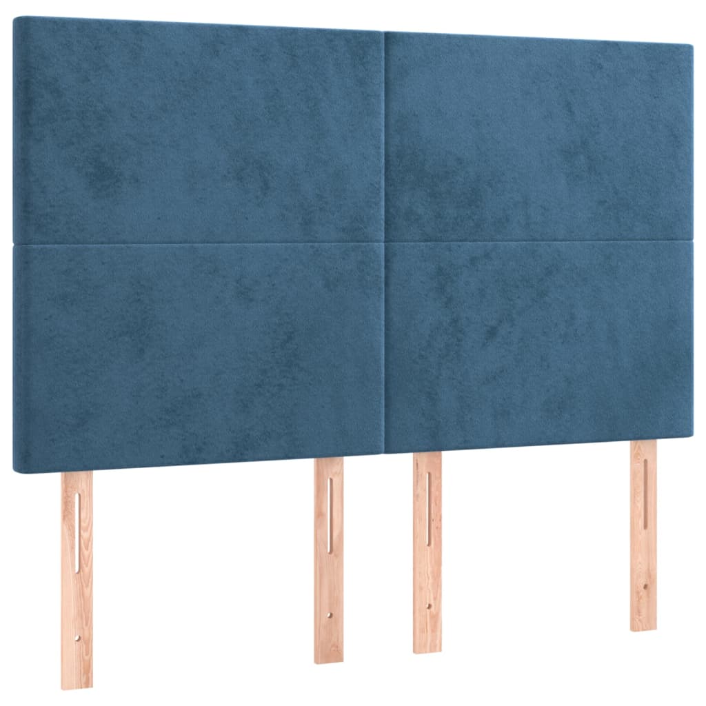 vidaXL Cabeceros 4 unidades terciopelo azul oscuro 72x5x78/88 cm