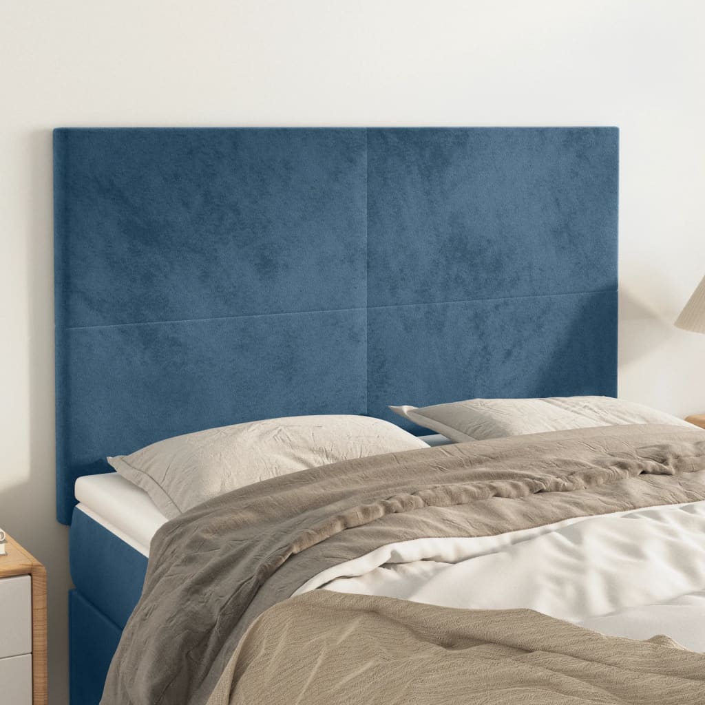 vidaXL Cabeceros 4 unidades terciopelo azul oscuro 72x5x78/88 cm