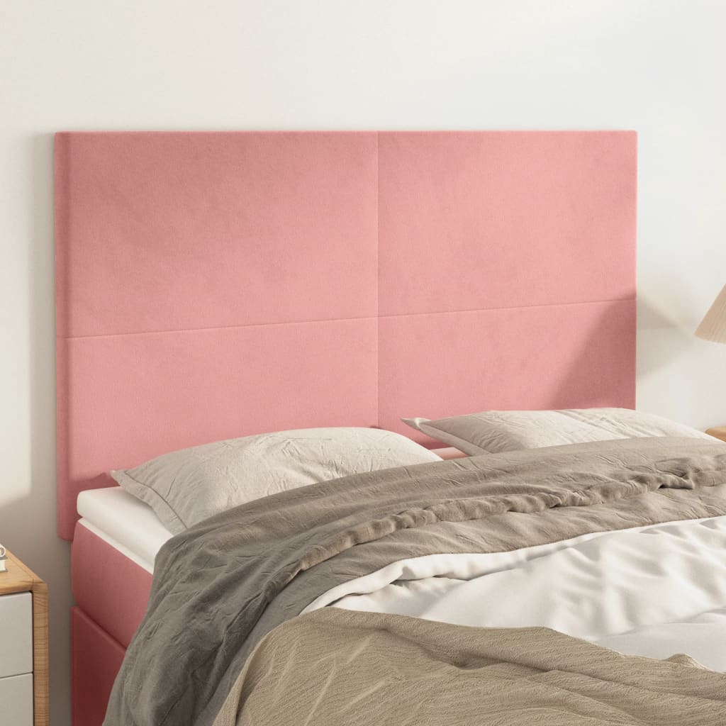 vidaXL Cabeceros 4 unidades terciopelo rosa 72x5x78/88 cm