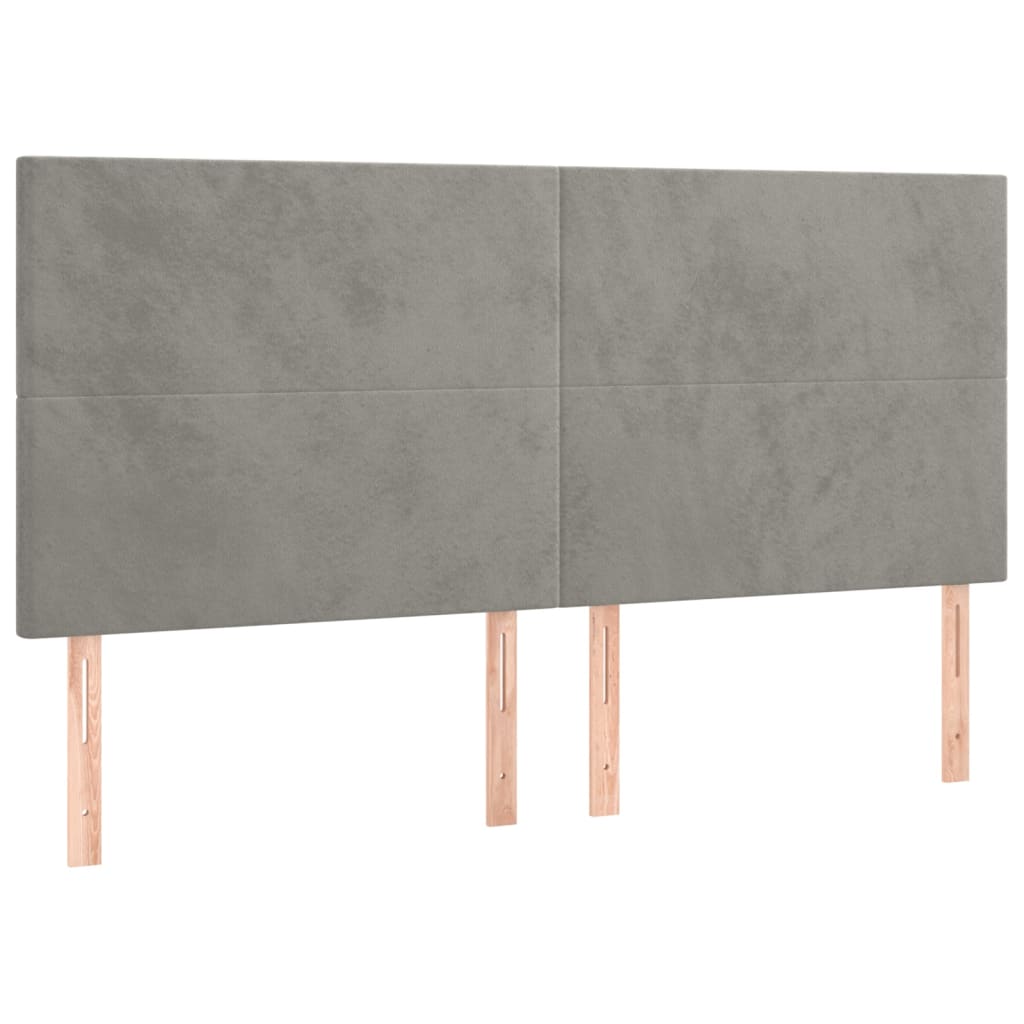 vidaXL Cabeceros 4 unidades de terciopelo gris claro 80x5x78/88 cm