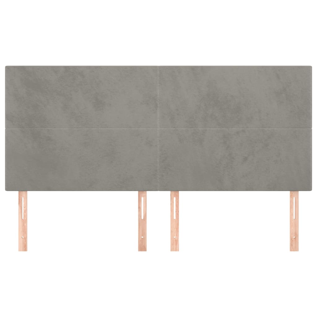 vidaXL Cabeceros 4 unidades de terciopelo gris claro 80x5x78/88 cm