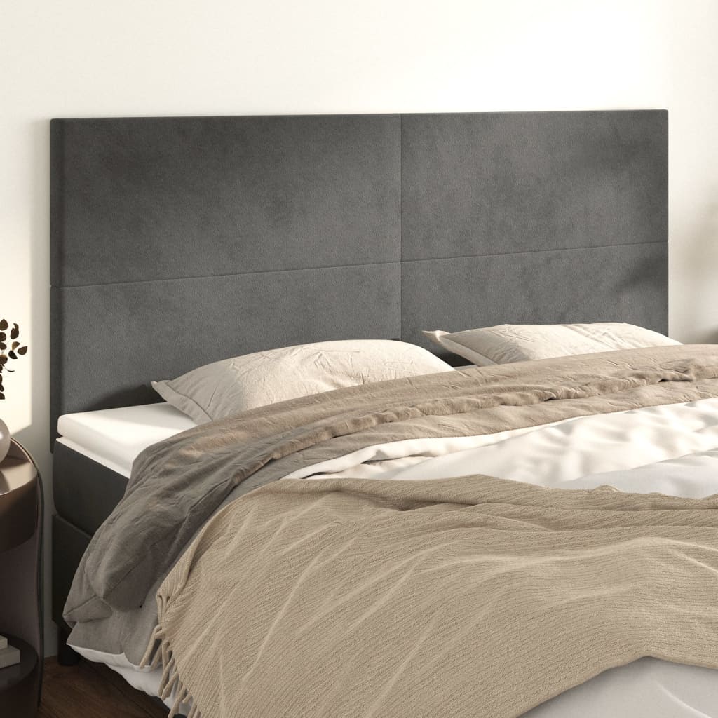 vidaXL Cabeceros 4 unidades de terciopelo gris oscuro 80x5x78/88 cm