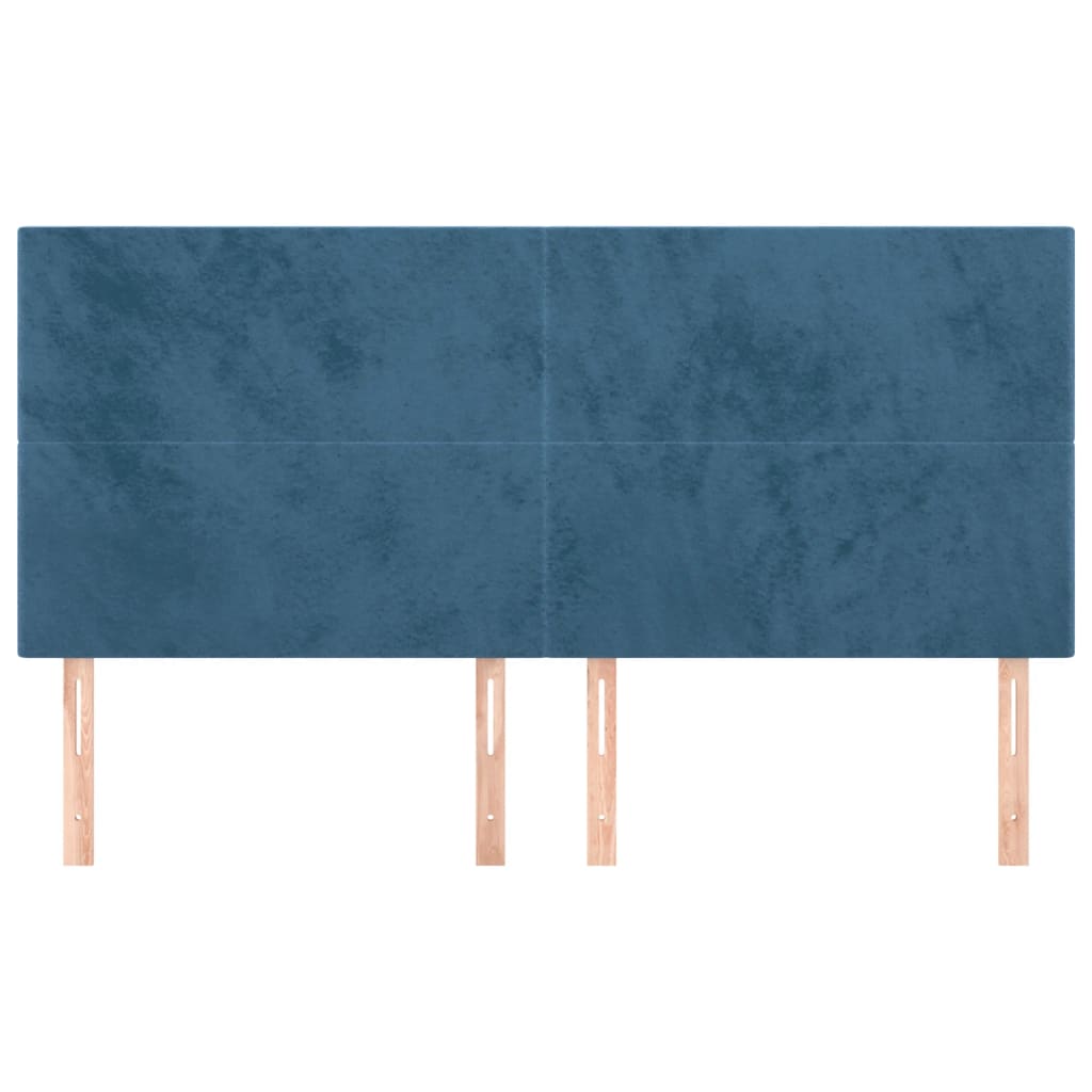 vidaXL Cabeceros 4 unidades de terciopelo azul oscuro 80x5x78/88 cm