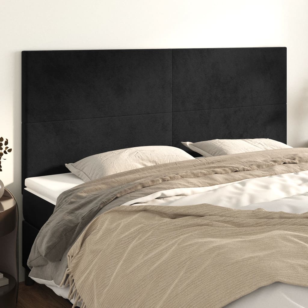 vidaXL Cabeceros 4 unidades de terciopelo negro 90x5x78/88 cm