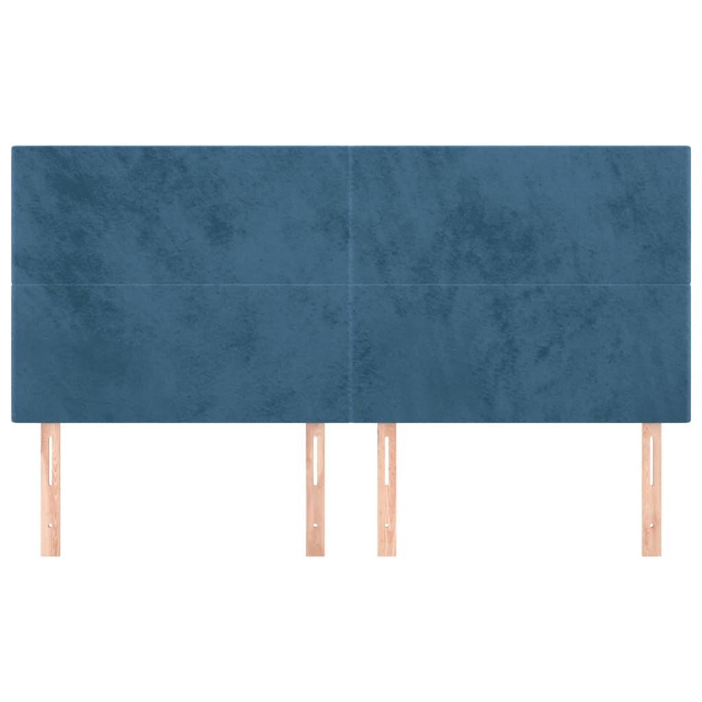 vidaXL Cabeceros 4 unidades de terciopelo azul oscuro 90x5x78/88 cm