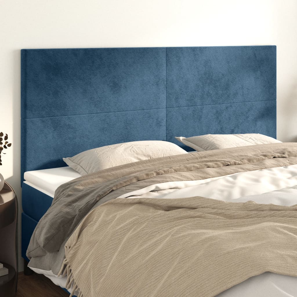 vidaXL Cabeceros 4 unidades de terciopelo azul oscuro 90x5x78/88 cm