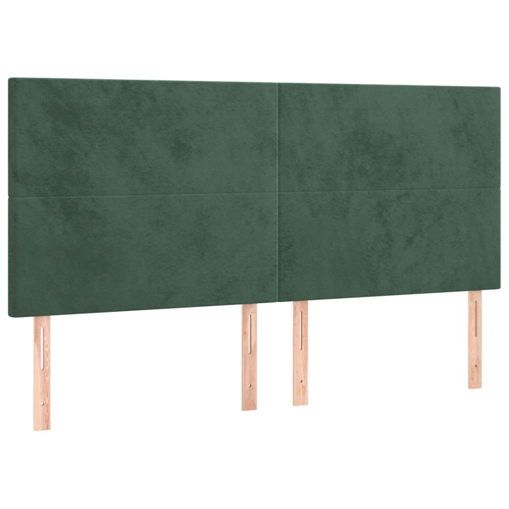 vidaXL Cabeceros 4 unidades de terciopelo verde oscuro 100x5x78/88 cm