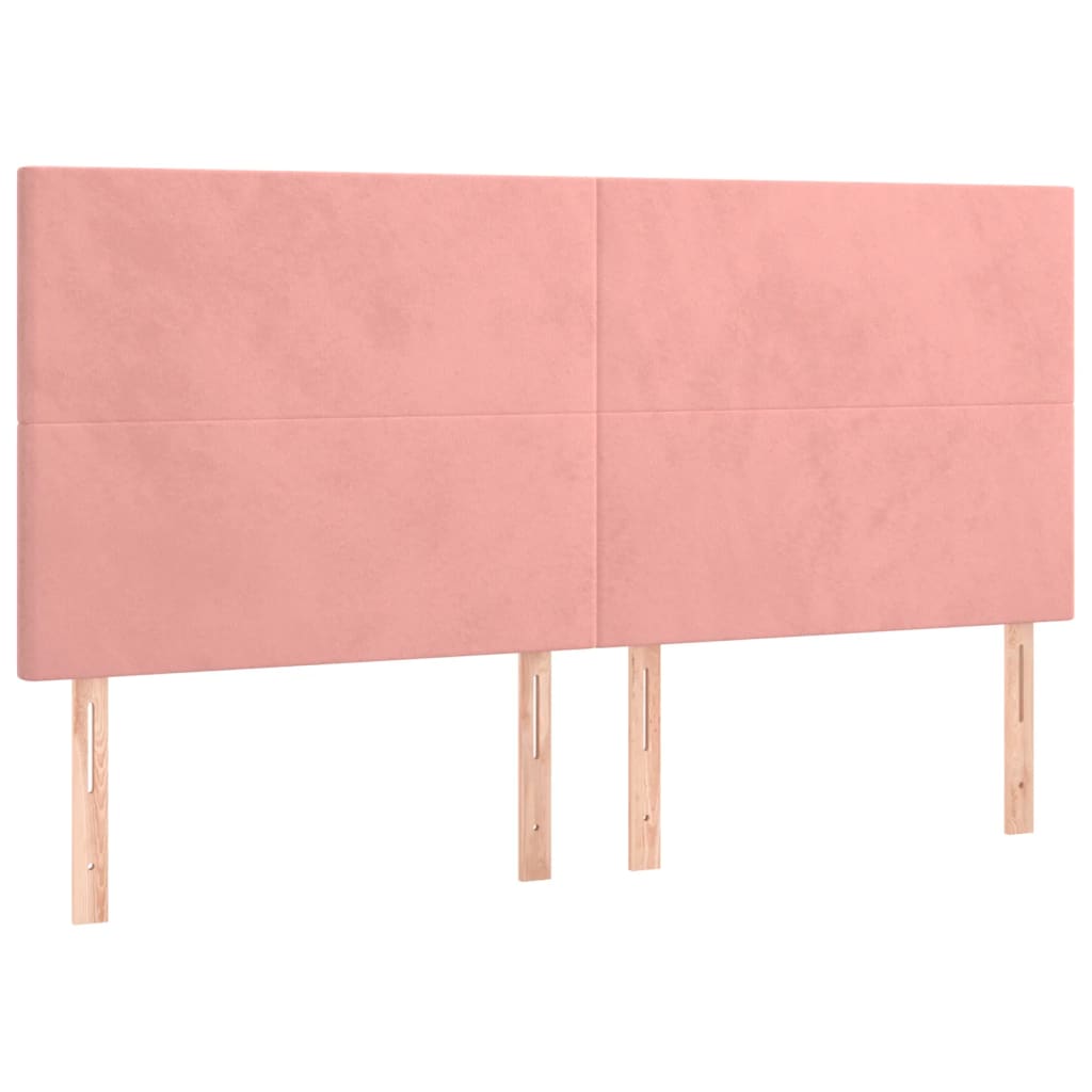 vidaXL Cabeceros 4 unidades de terciopelo rosa 100x5x78/88 cm