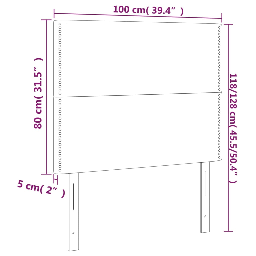 vidaXL Cabeceros 2 unidades de tela marrón oscuro 100x5x78/88 cm