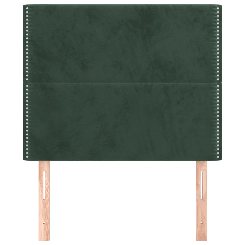 vidaXL Cabeceros 2 unidades de terciopelo verde oscuro 90x5x78/88 cm