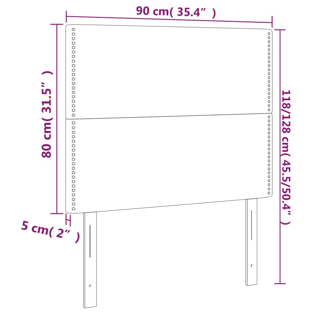 vidaXL Cabeceros 2 unidades de terciopelo verde oscuro 90x5x78/88 cm