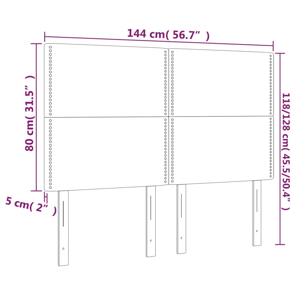 vidaXL Cabeceros 4 unidades terciopelo rosa 72x5x78/88 cm