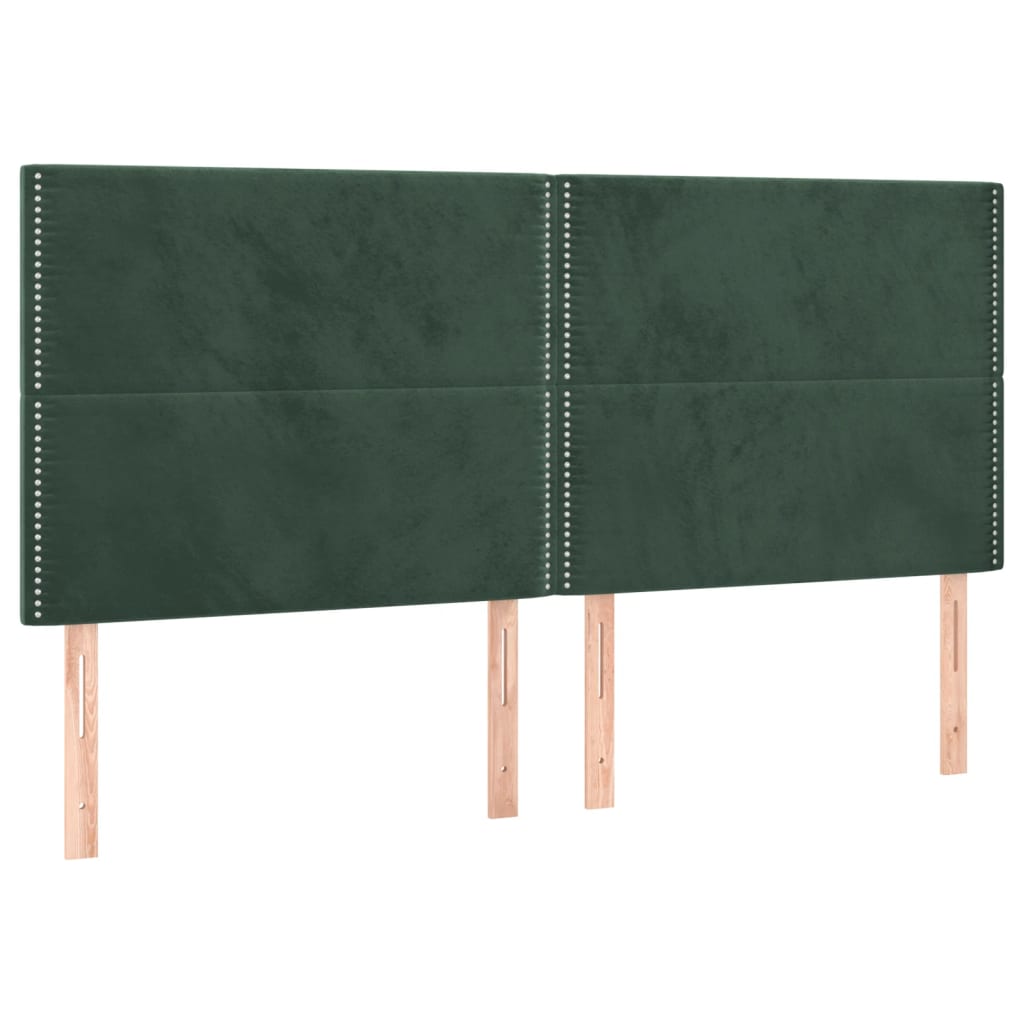 vidaXL Cabeceros 4 unidades de terciopelo verde oscuro 90x5x78/88 cm