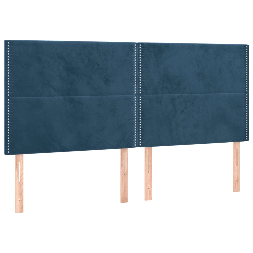 vidaXL Cabeceros 4 unidades de terciopelo azul oscuro 90x5x78/88 cm