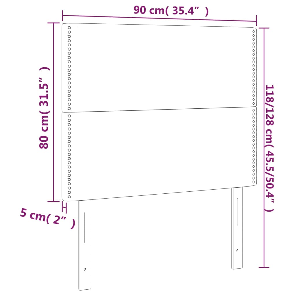 vidaXL Cabeceros 2 unidades cuero sintético capuchino 90x5x78/88 cm