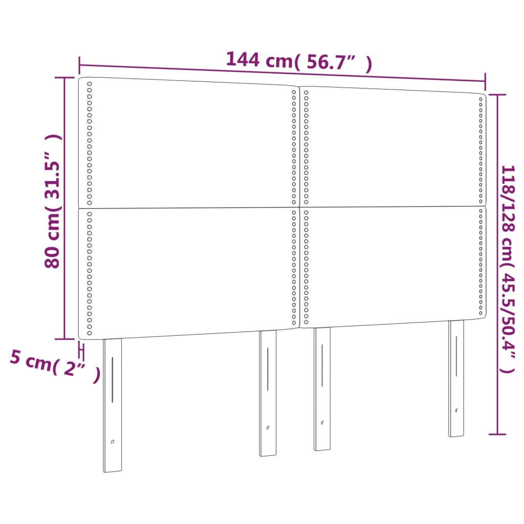 vidaXL Cabeceros 4 unidades cuero sintético capuchino 72x5x78/88 cm