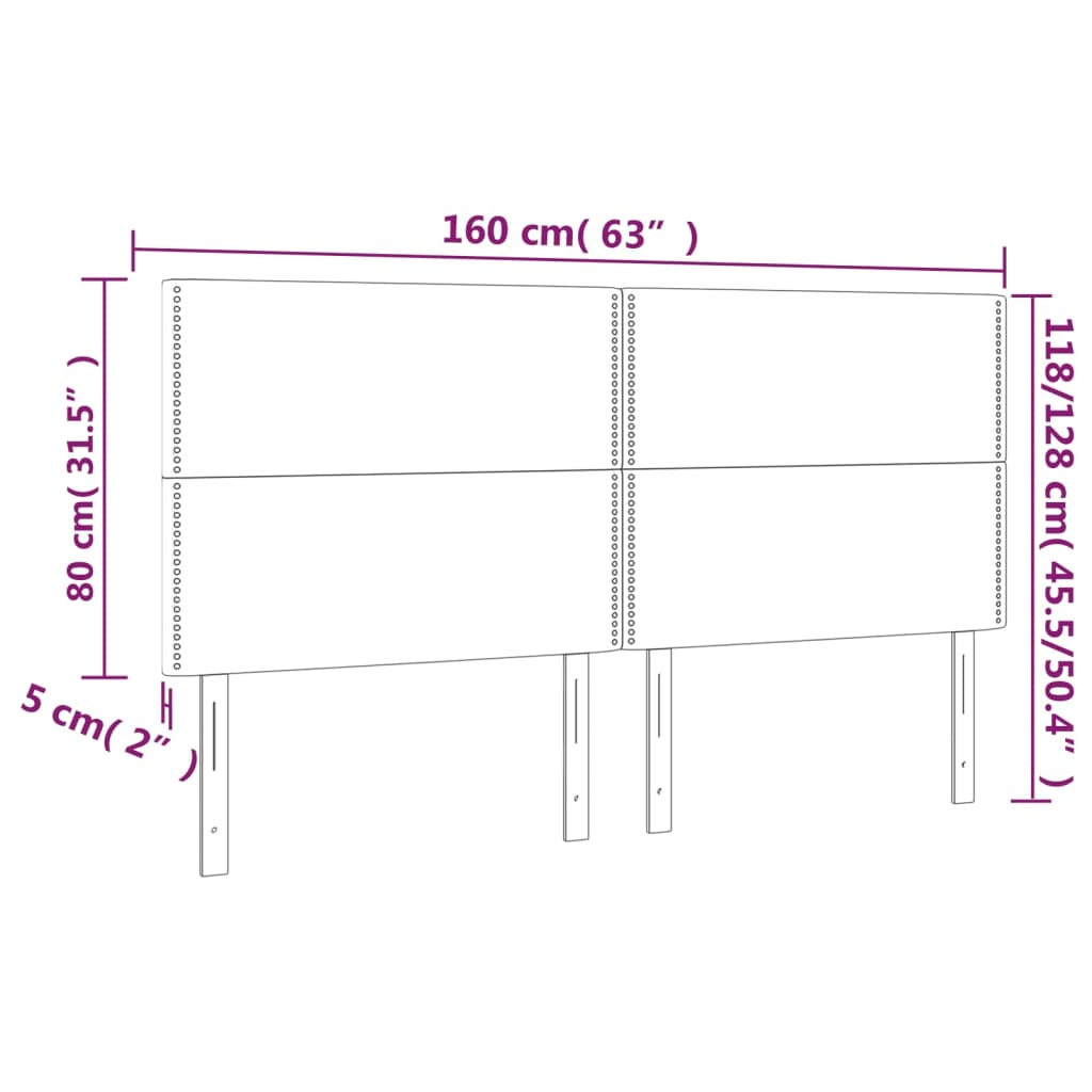 vidaXL Cabeceros 4 unidades de cuero sintético blanco 80x5x78/88 cm