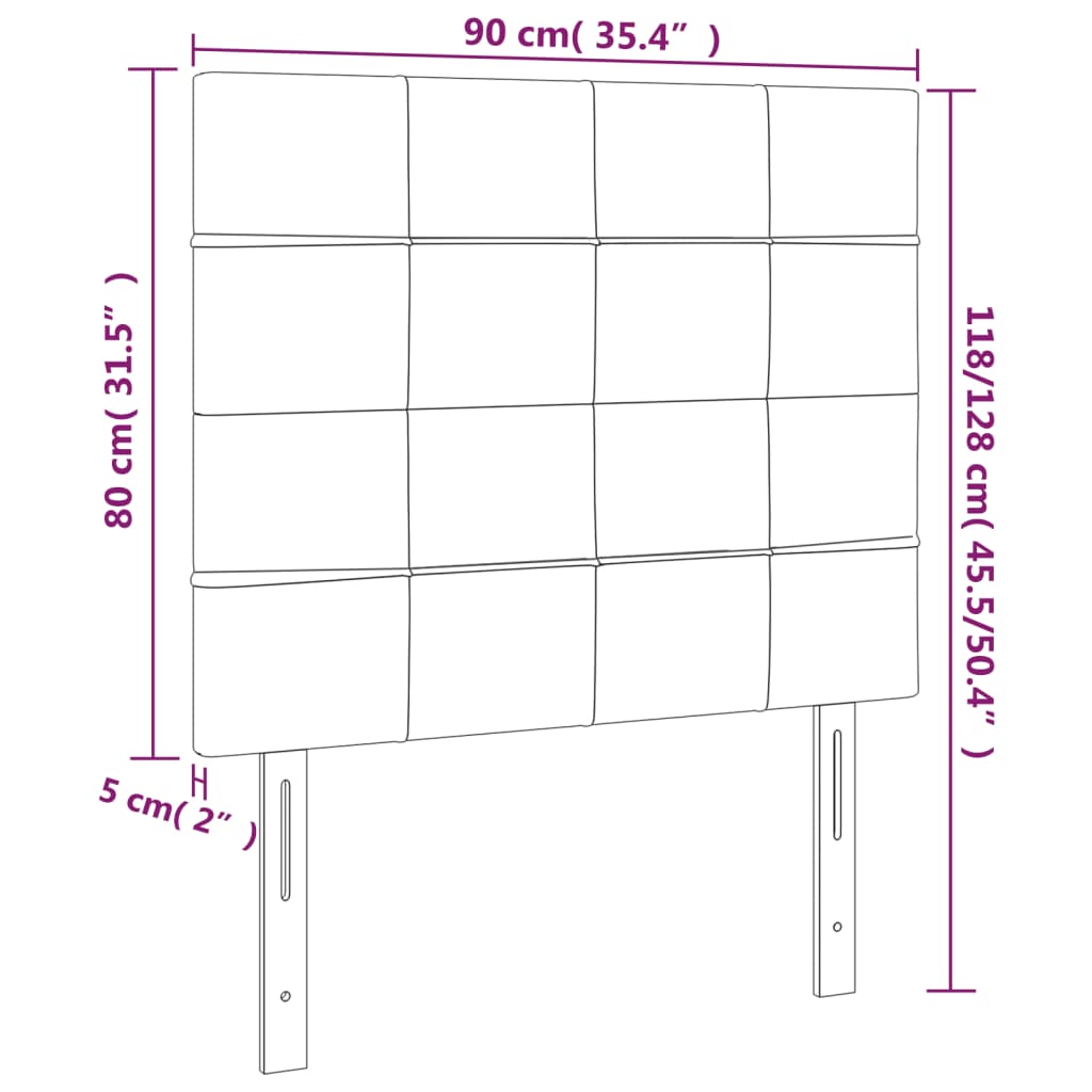 vidaXL Cabeceros 2 unidades de tela color crema 90x5x78/88 cm