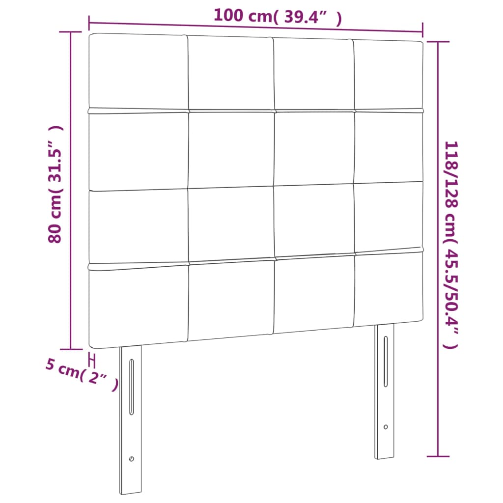 vidaXL Cabeceros 2 unidades de tela azul 100x5x78/88 cm