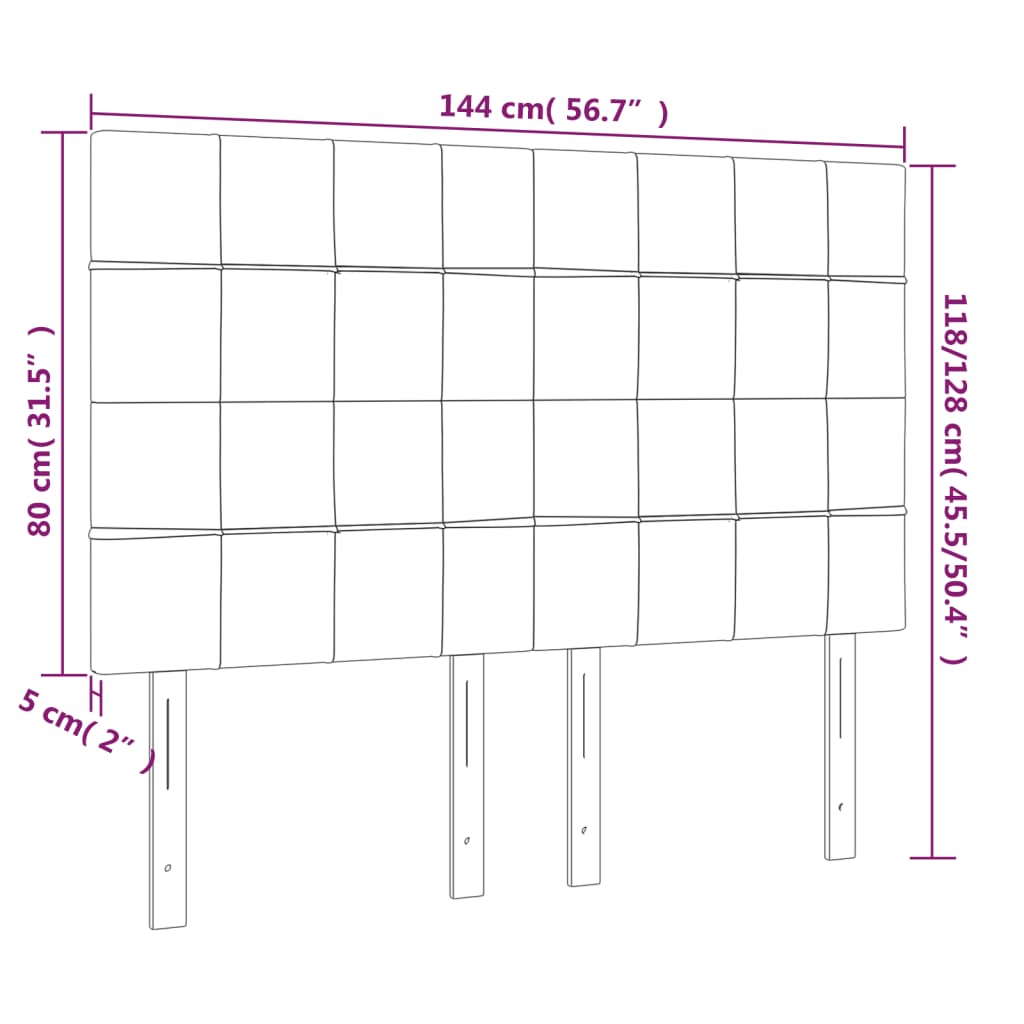 vidaXL Cabeceros 4 unidades tela color crema 72x5x78/88 cm