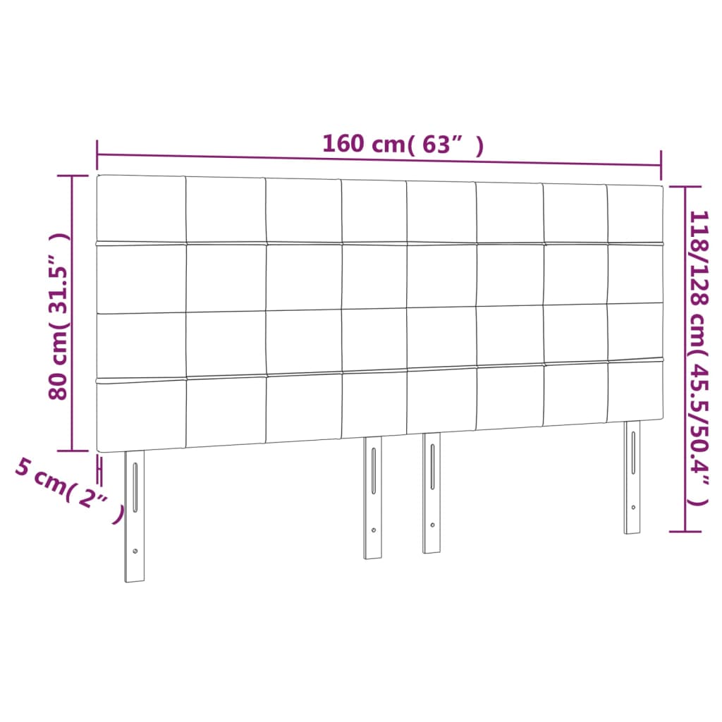 vidaXL Cabeceros 4 unidades de tela negro 80x5x78/88 cm