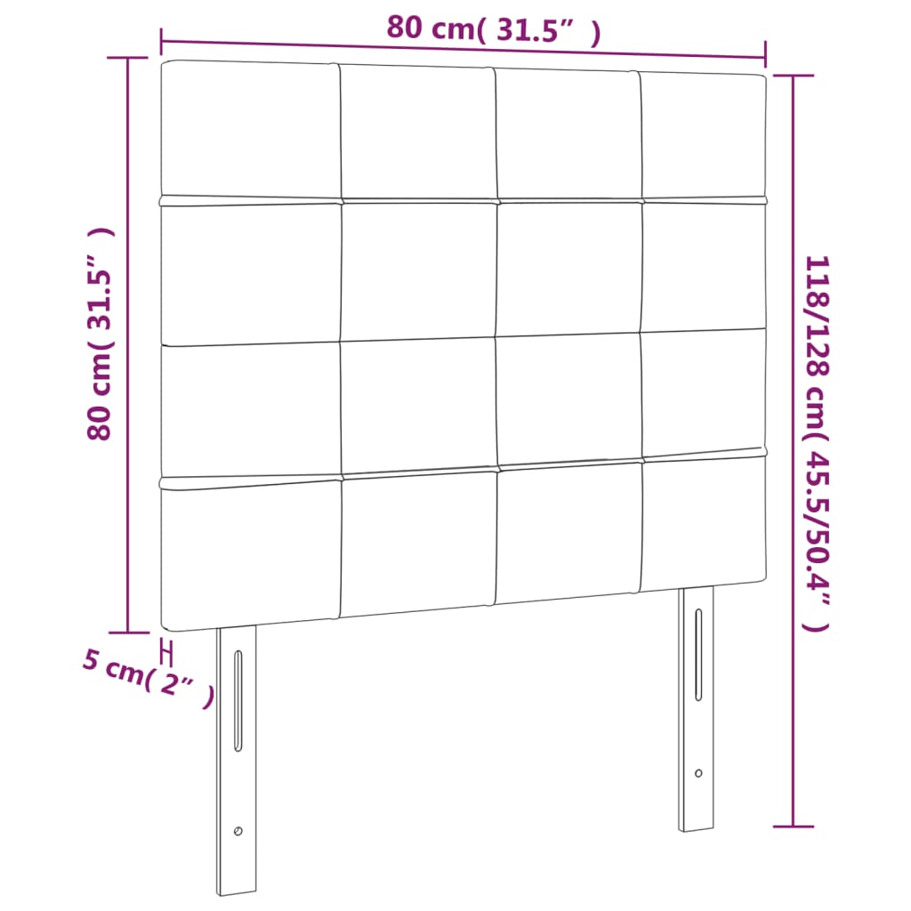 vidaXL Cabeceros 2 unidades de terciopelo negro 80x5x78/88 cm