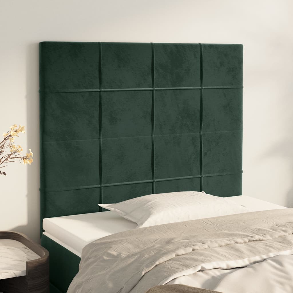 vidaXL Cabeceros 2 unidades de terciopelo verde oscuro 80x5x78/88 cm