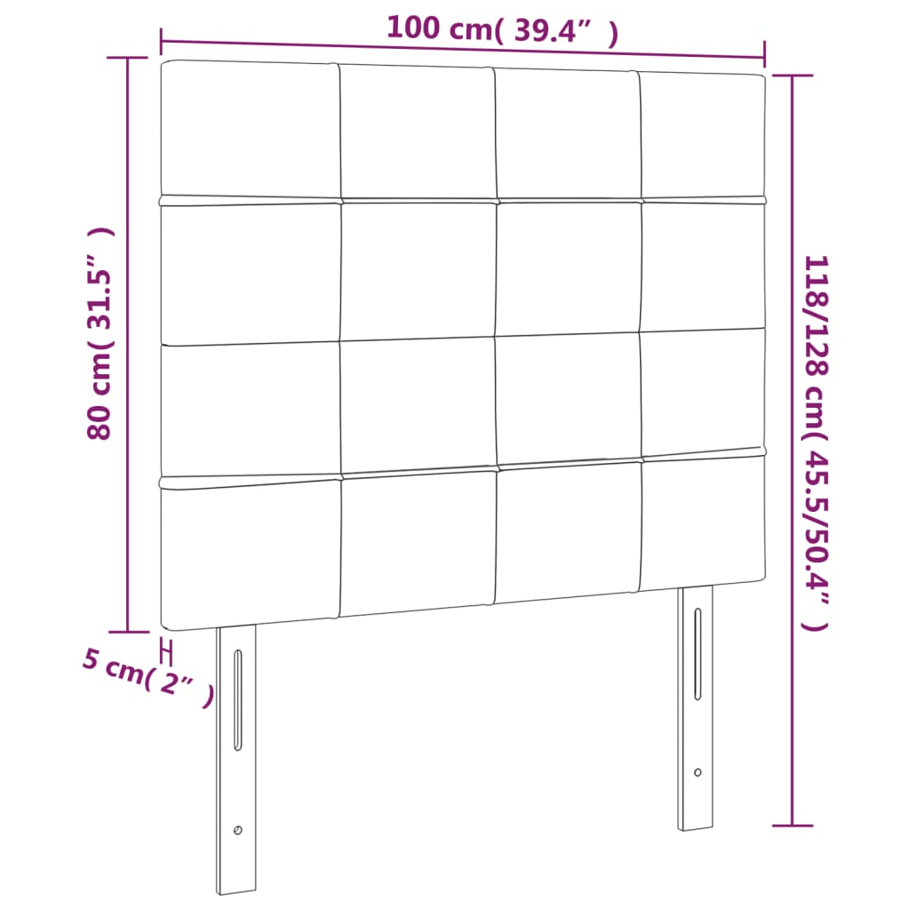 vidaXL Cabeceros 2 unidades de terciopelo rosa 100x5x78/88 cm