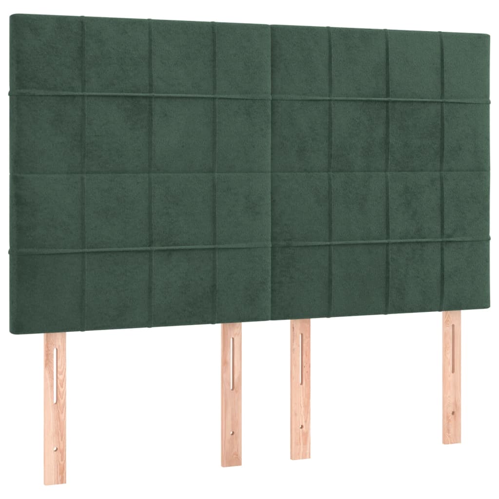 vidaXL Cabeceros 4 unidades terciopelo verde oscuro 72x5x78/88 cm