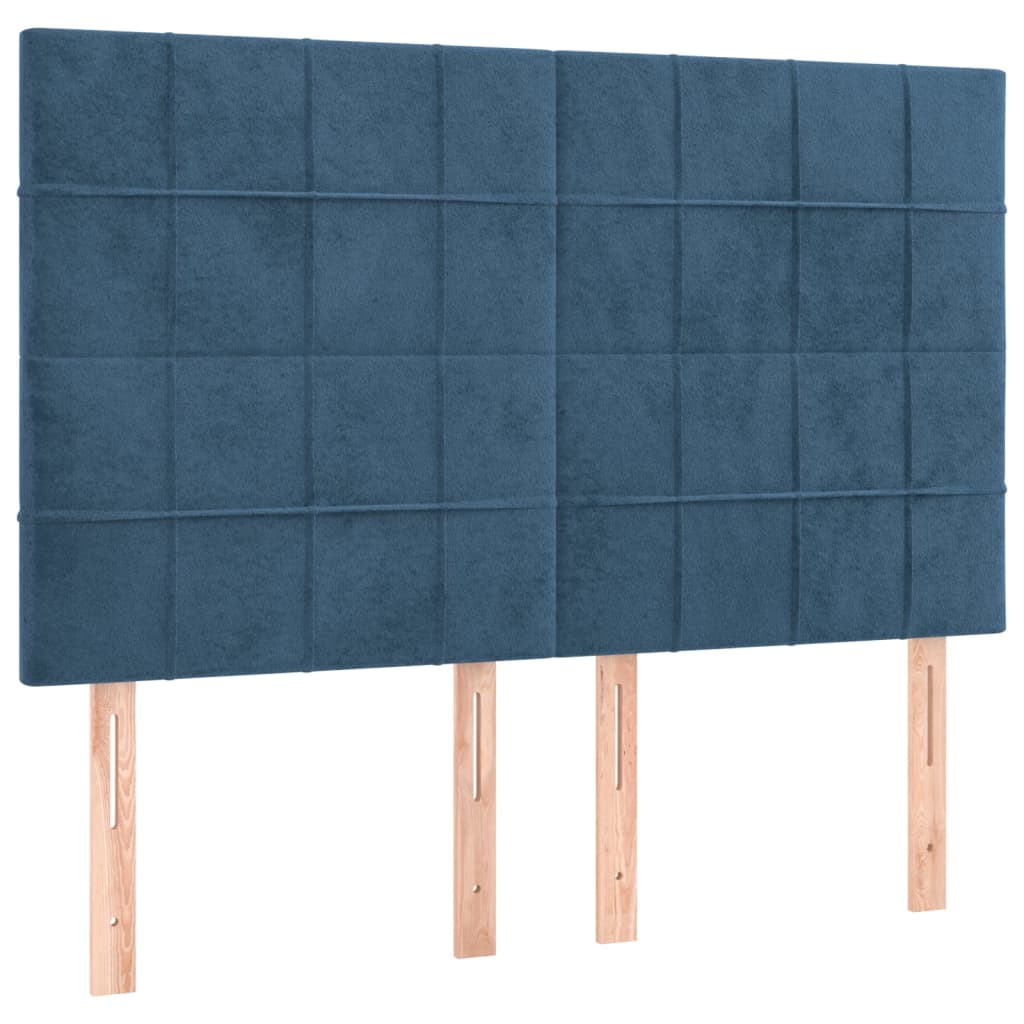 vidaXL Cabeceros 4 unidades terciopelo azul oscuro 72x5x78/88 cm