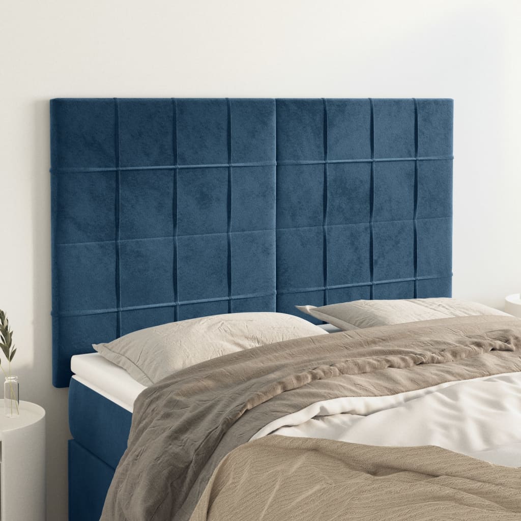 vidaXL Cabeceros 4 unidades terciopelo azul oscuro 72x5x78/88 cm