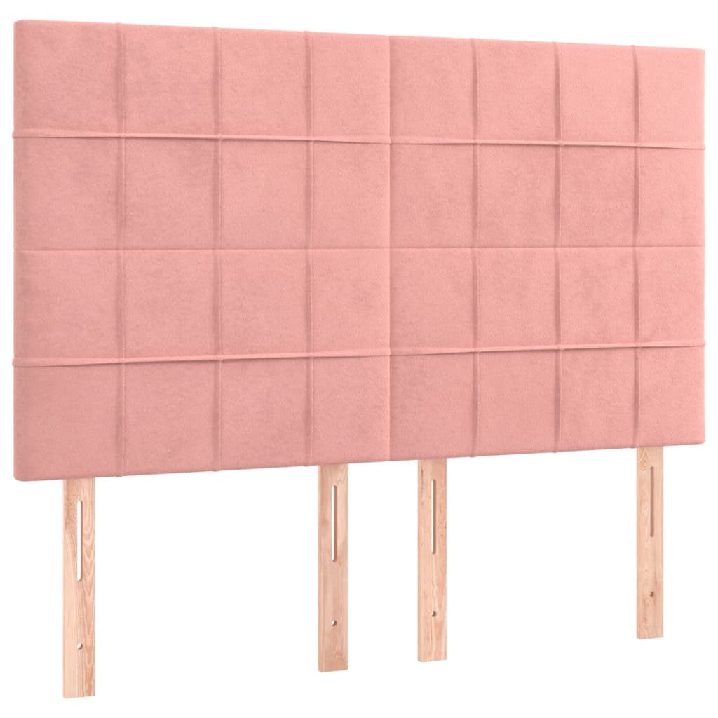 vidaXL Cabeceros 4 unidades terciopelo rosa 72x5x78/88 cm