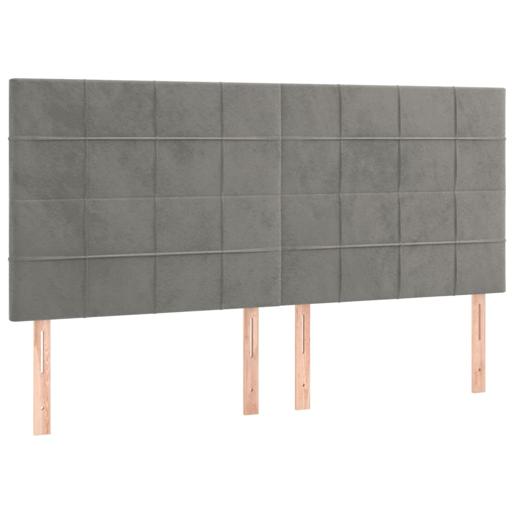 vidaXL Cabeceros 4 unidades de terciopelo gris claro 80x5x78/88 cm