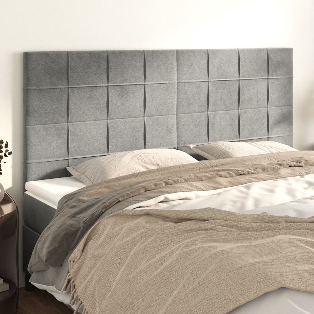 vidaXL Cabeceros 4 unidades de terciopelo gris claro 80x5x78/88 cm