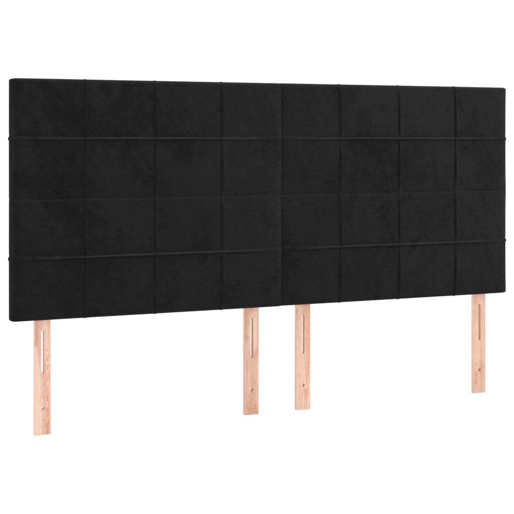 vidaXL Cabeceros 4 unidades de terciopelo negro 80x5x78/88 cm