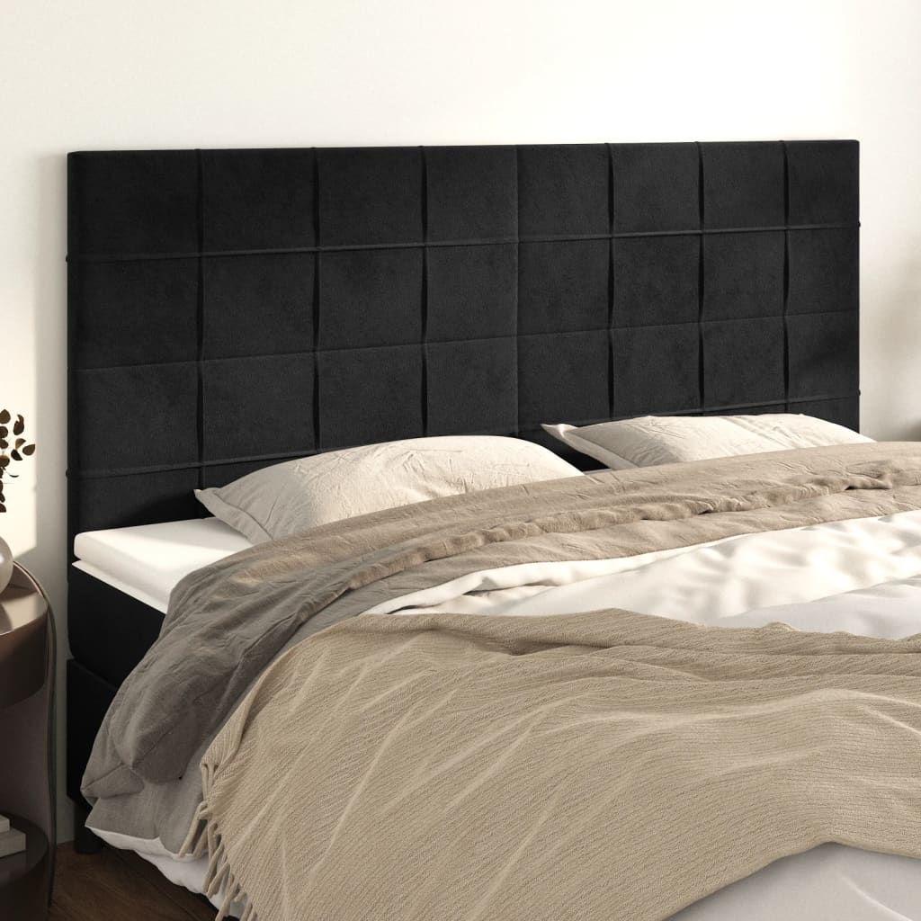 vidaXL Cabeceros 4 unidades de terciopelo negro 80x5x78/88 cm