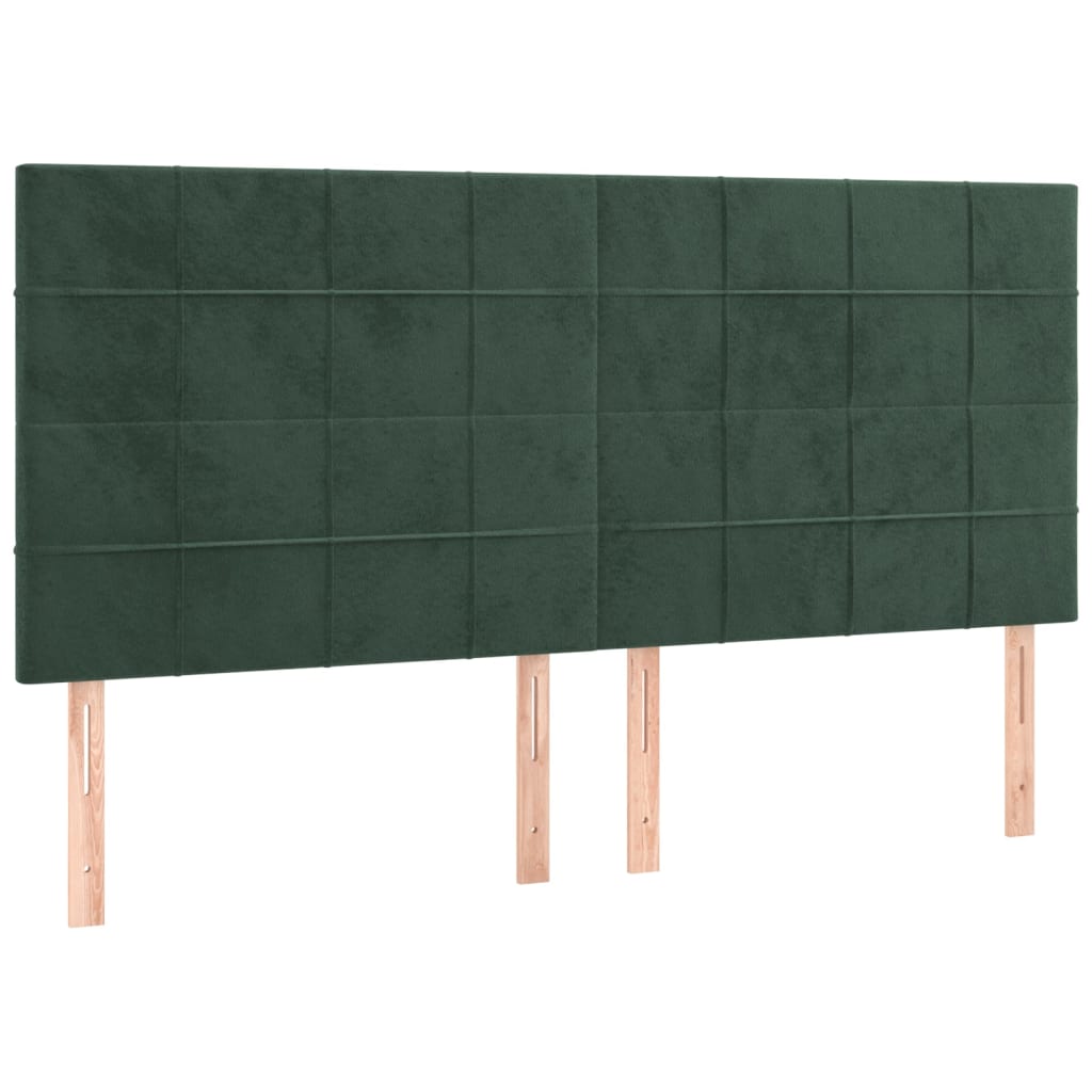 vidaXL Cabeceros 4 unidades de terciopelo verde oscuro 80x5x78/88 cm