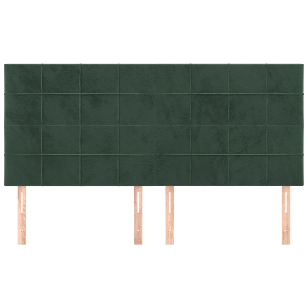 vidaXL Cabeceros 4 unidades de terciopelo verde oscuro 80x5x78/88 cm