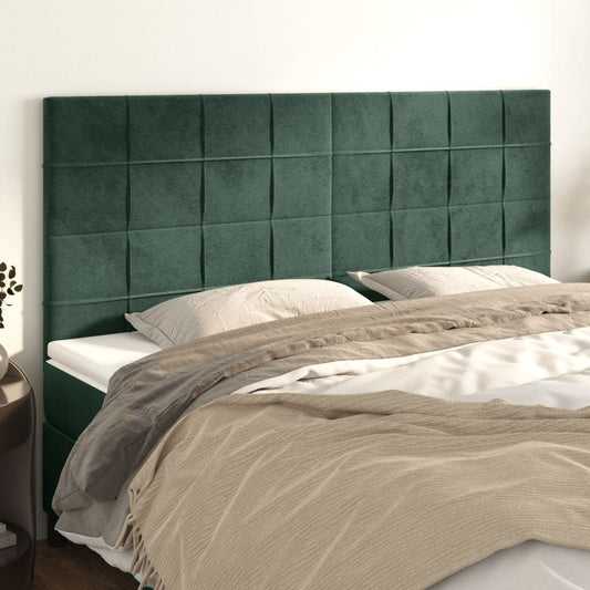 vidaXL Cabeceros 4 unidades de terciopelo verde oscuro 80x5x78/88 cm