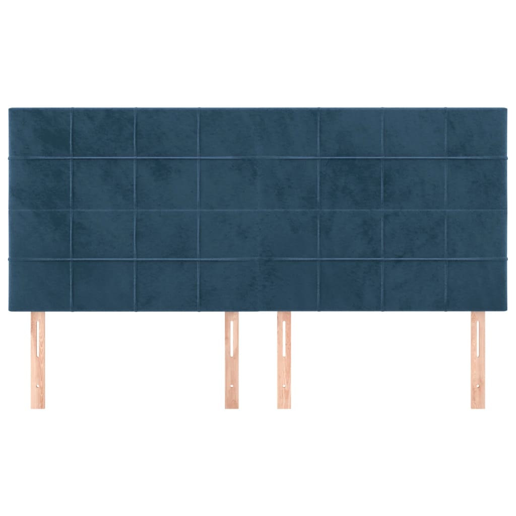 vidaXL Cabeceros 4 unidades de terciopelo azul oscuro 80x5x78/88 cm