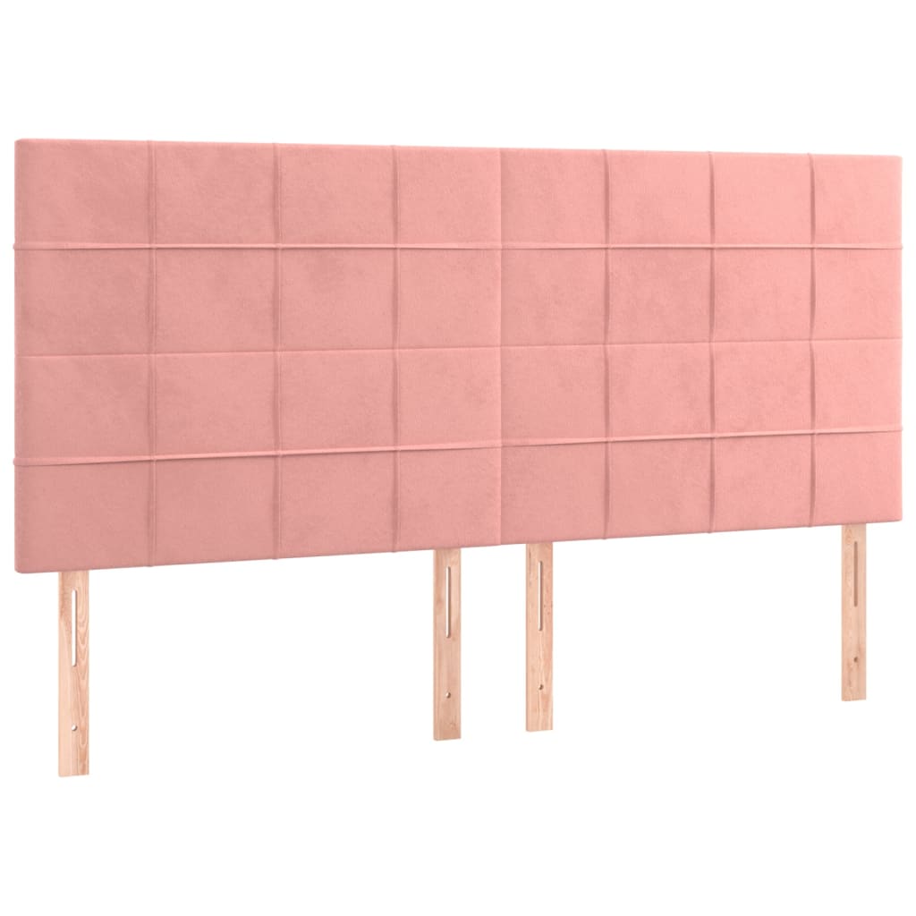 vidaXL Cabeceros 4 unidades de terciopelo rosa 80x5x78/88 cm