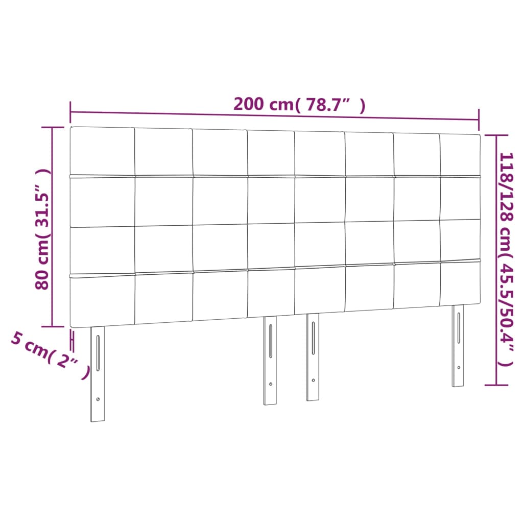 vidaXL Cabeceros 4 unidades de terciopelo gris claro 100x5x78/88 cm