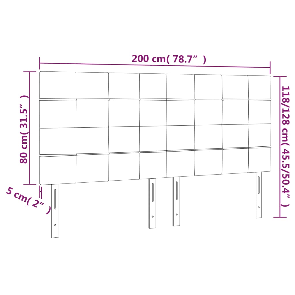 vidaXL Cabeceros 4 unidades de terciopelo rosa 100x5x78/88 cm