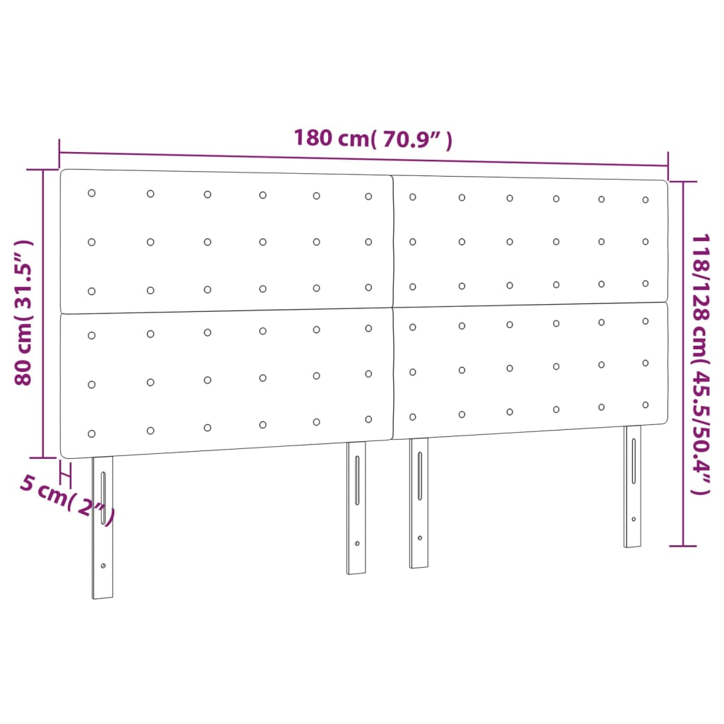 vidaXL Cabeceros 4 unidades de cuero sintético negro 90x5x78/88 cm