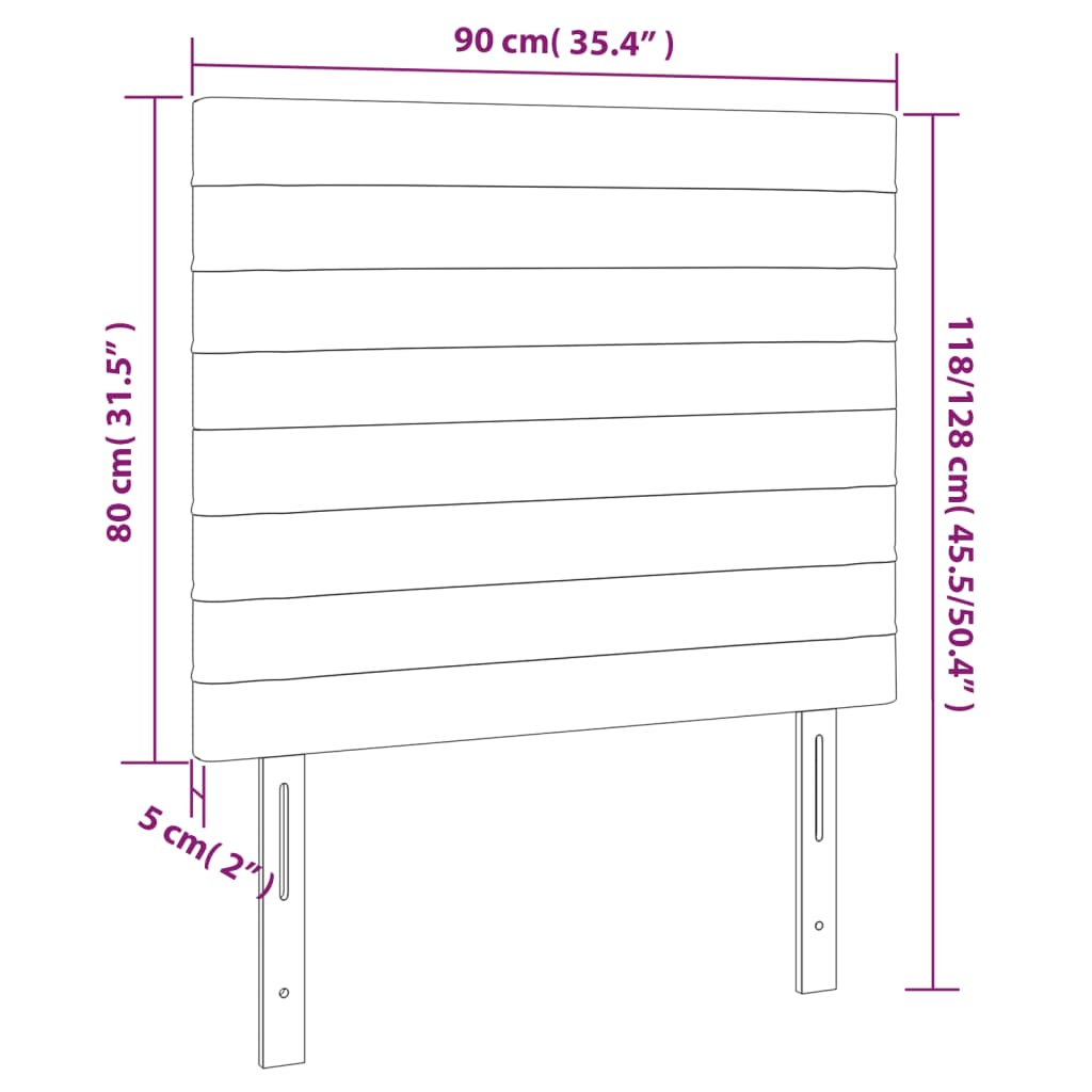 vidaXL Cabeceros 2 unidades de tela negro 90x5x78/88 cm