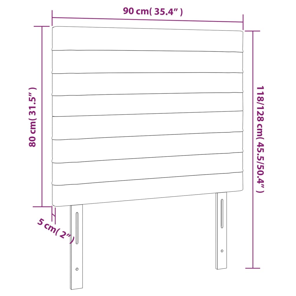 vidaXL Cabeceros 2 unidades de tela marrón oscuro 90x5x78/88 cm