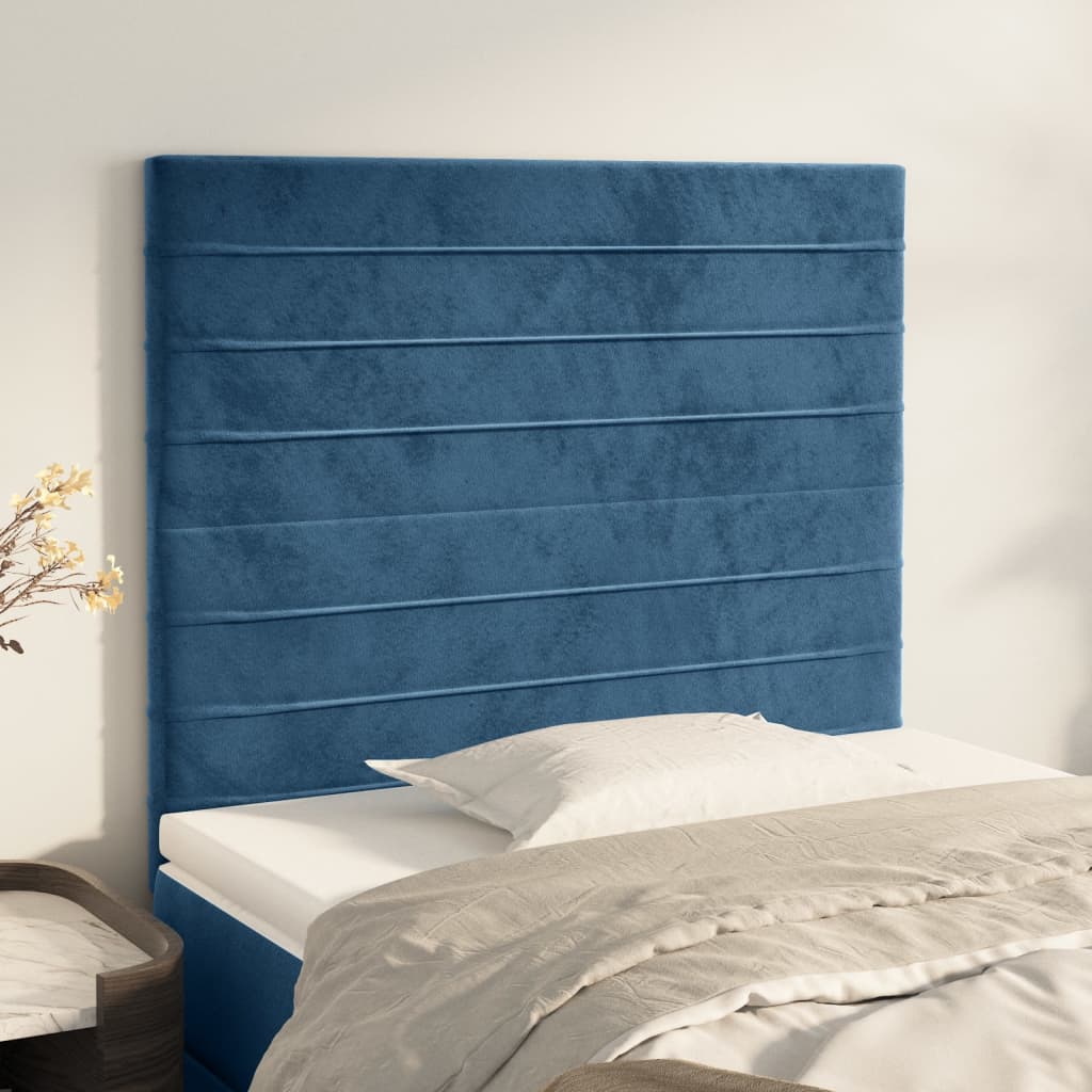 vidaXL Cabeceros 2 unidades de terciopelo azul oscuro 90x5x78/88 cm